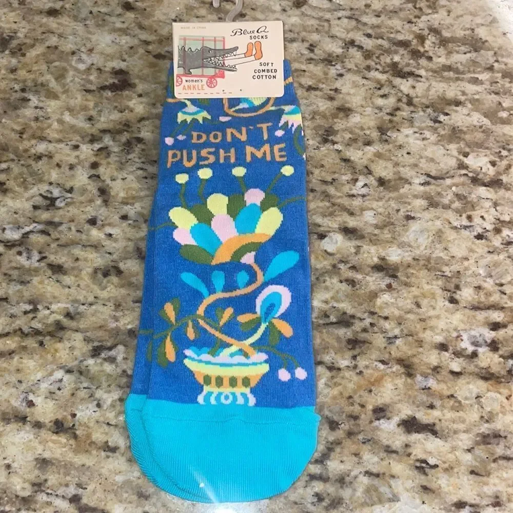 NWT Blue Q “Don’t Push Me” ankle socks